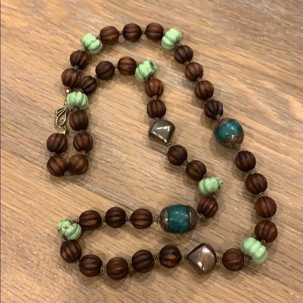 Gara Danielle wood and bead necklace